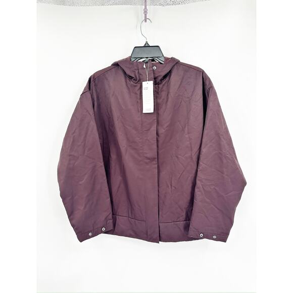 Eileen Fisher Cotton Nylon Hooded Jacket Boxy Fit Casis XXS NEW - Picture 2 of 7